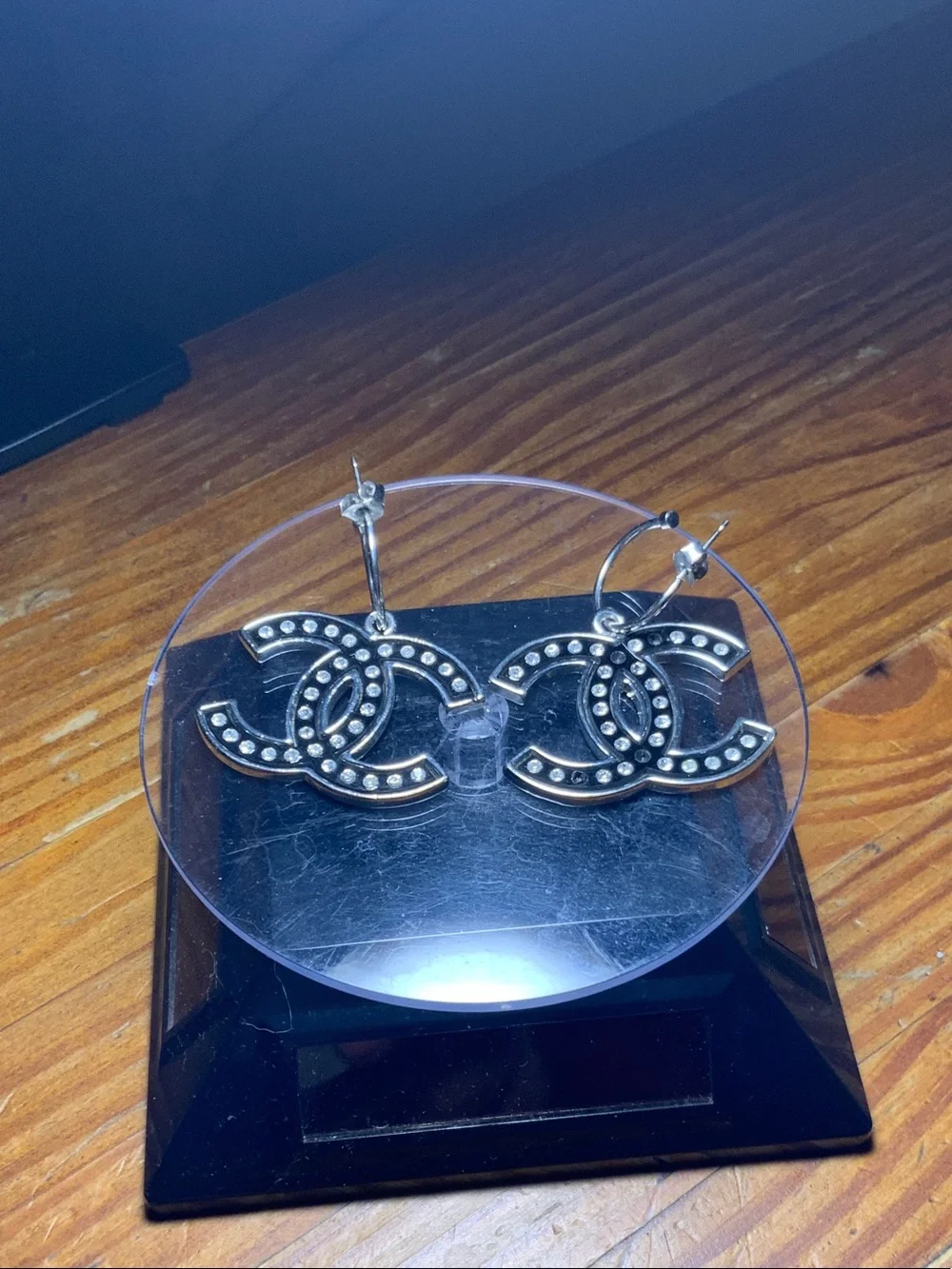 Chanel earrings￼ silver tone